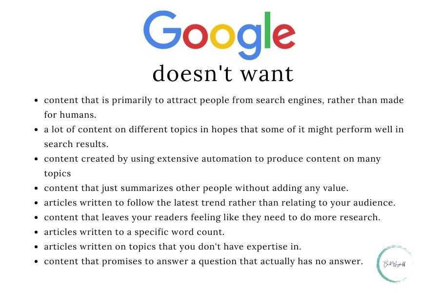 What Google does not want to see, Barb Wagstaff the Reluctant SEO Guru