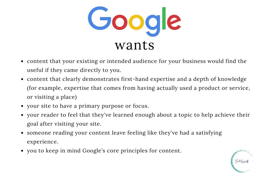 what google wants with the new helpful content update