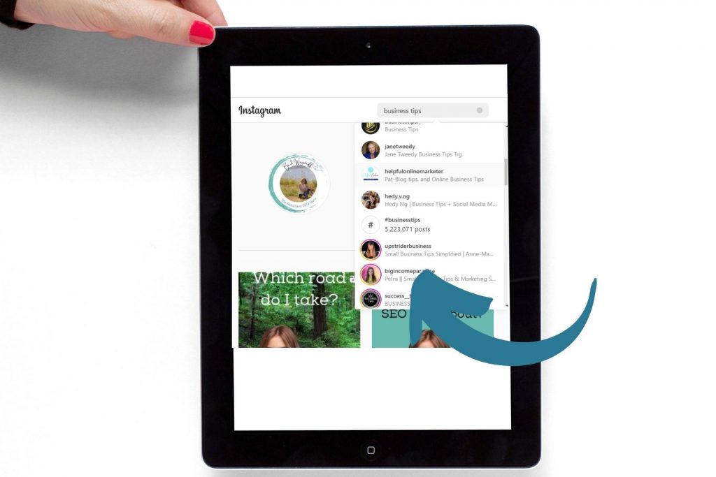 searching for keywords and hashtags on Instagram
