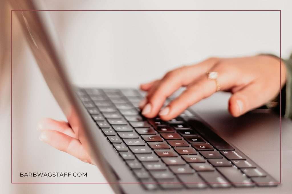 woman's hands holding a laptop.